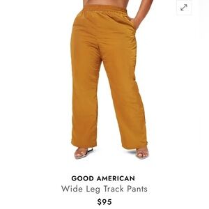 Good American $95 NWT Wide Leg Track Pants in Mocha Size 2/Medium 100% Nylon
